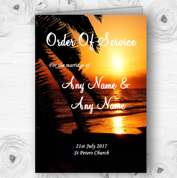 Gorgeous Florida Sunset Beach Personalised Wedding Double Cover Order Of Service