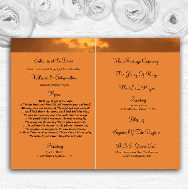 Lovely Beach At Sunset Abroad Personalised Wedding Double Cover Order Of Service