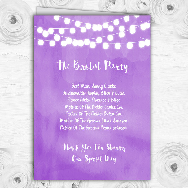 Purple and Lights Watercolour Personalised Wedding Double Cover Order Of Service