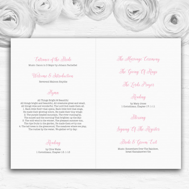 Watercolour Subtle Dusty Pink Personalised Wedding Double Cover Order Of Service