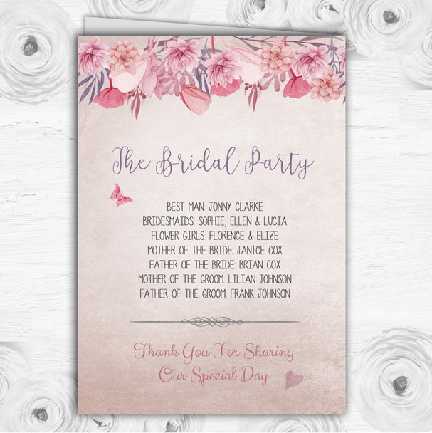 Blush Dusty Pink Lilac Vintage Watercolour Floral Wedding Cover Order Of Service