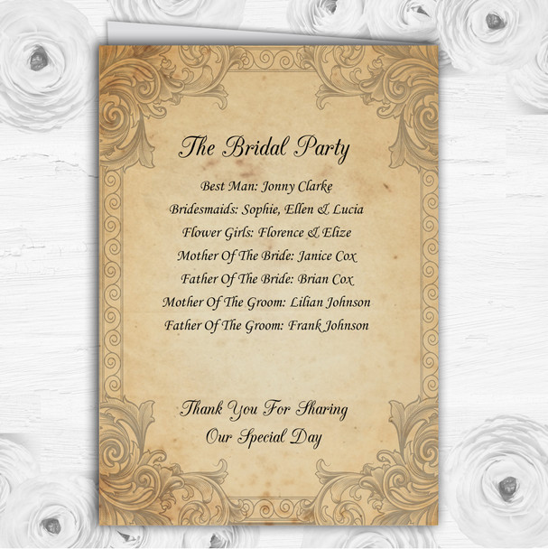 Classic Vintage Shabby Chic Postcard Wedding Double Sided Cover Order Of Service