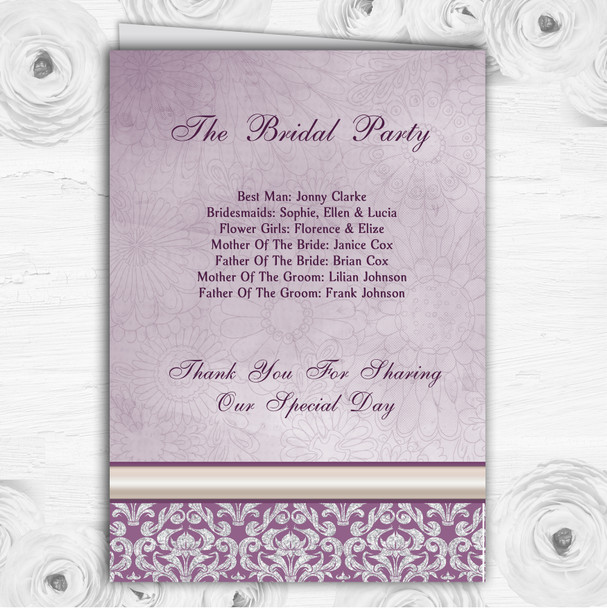 Lavender Lilac Vintage Damask Pretty Wedding Double Sided Cover Order Of Service