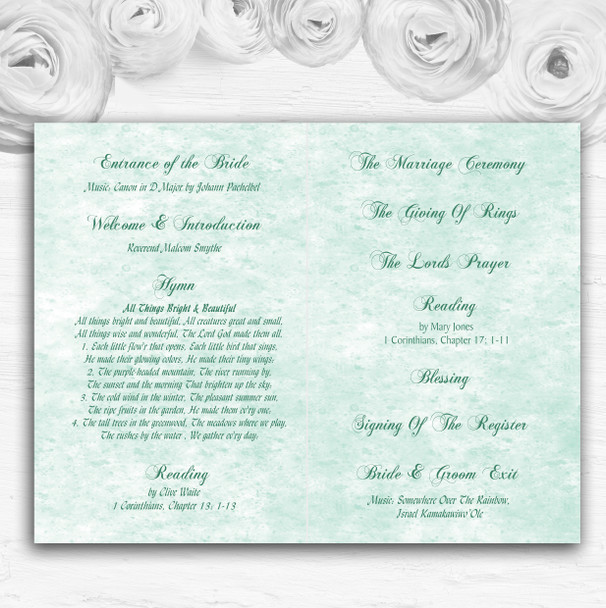 Pale Mint Green Vintage Damask Jewel Wedding Double Sided Cover Order Of Service