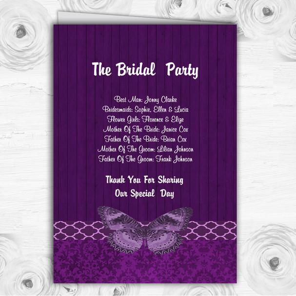 Rustic Vintage Wood Butterfly Purple Wedding Double Sided Cover Order Of Service