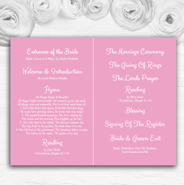 Pink Black Damask Bride Personalised Wedding Double Sided Cover Order Of Service