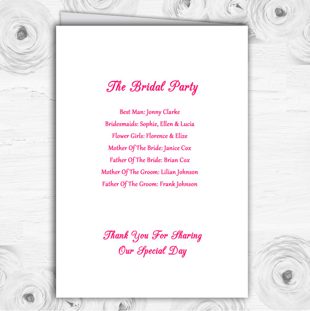 White & Pink Swirl Deco Personalised Wedding Double Sided Cover Order Of Service