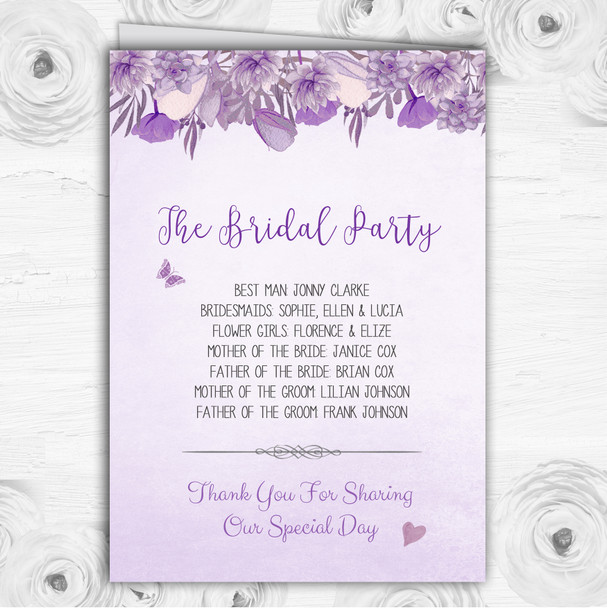 Cadbury Purple & Lilac Watercolour Floral Wedding Double Cover Order Of Service