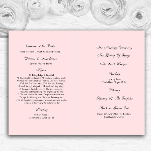 Coral Pink Rose Shabby Chic Black Stripes Wedding Double Cover Order Of Service