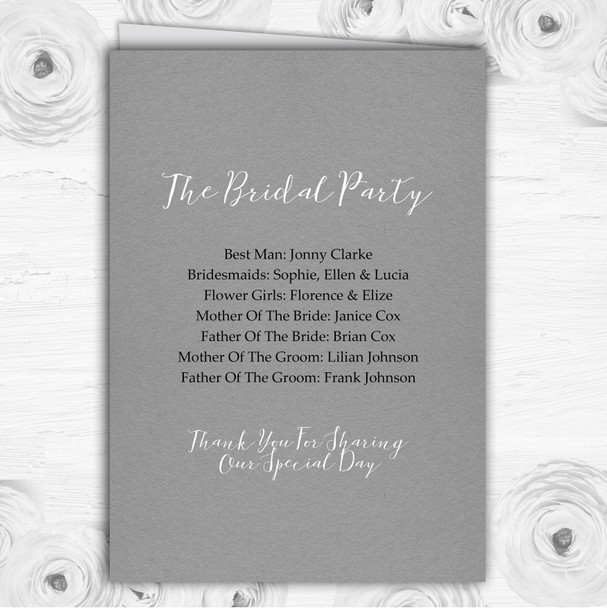 Rustic Vintage Dark Grey and Purple Blossom Wedding Double Cover Order Of Service