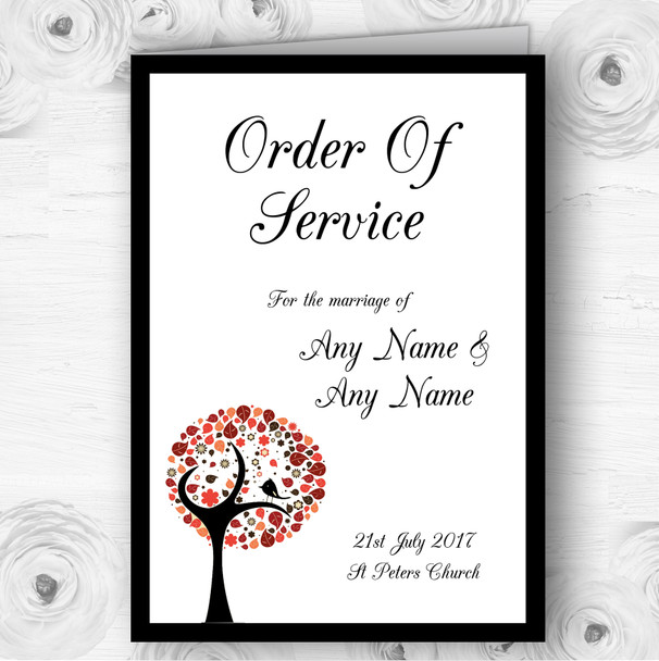 Shabby Chic Bird Tree Brown Vintage Black Wedding Double Cover Order Of Service