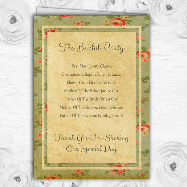 Vintage Shabby Chic Floral Postcard Style Wedding Double Cover Order Of Service