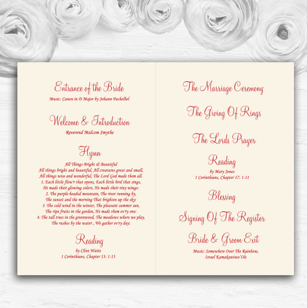 Pretty Pastel Floral Vintage Personalised Wedding Double Cover Order Of Service