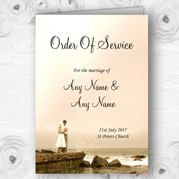 Romantic Couple On The Beach Personalised Wedding Double Cover Order Of Service