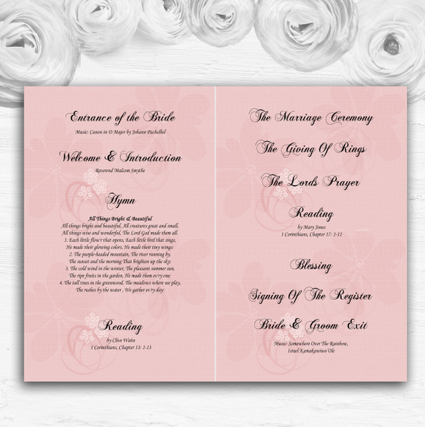 Vintage Lace Coral Pink Chic Personalised Wedding Double Cover Order Of Service