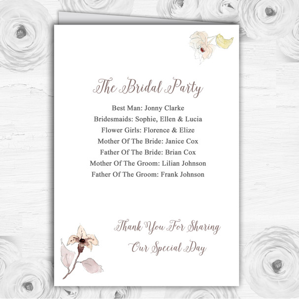Beautiful Peach Watercolour Flowers Wedding Double Sided Cover Order Of Service