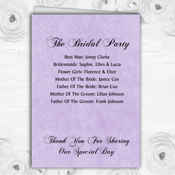 Lilac Purple Black Damask & Diamond Wedding Double Sided Cover Order Of Service