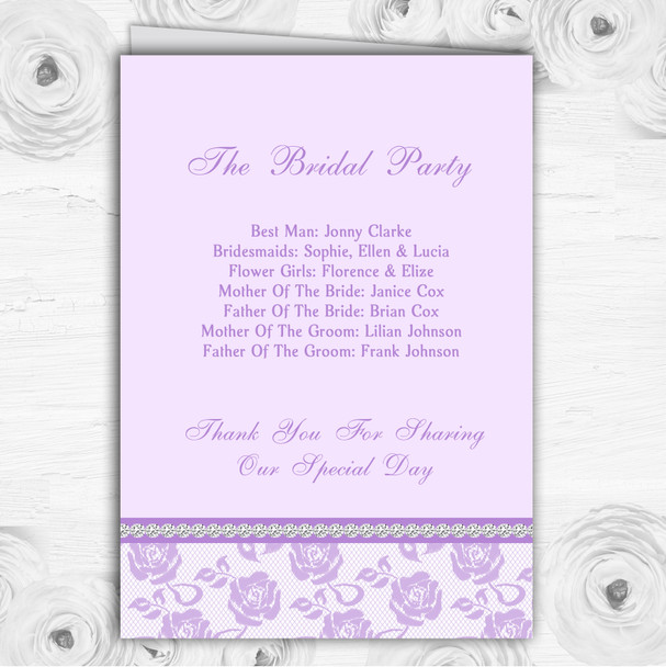 Pretty Lilac Purple Floral Diamante Wedding Double Sided Cover Order Of Service