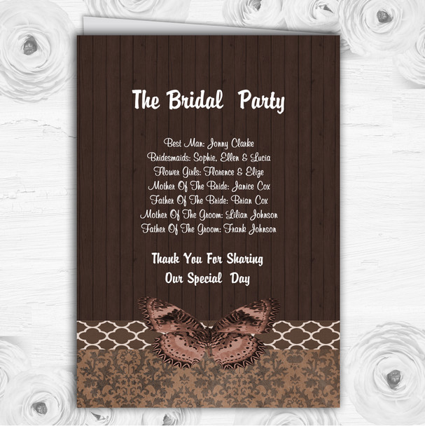 Rustic Vintage Wood Butterfly Brown Wedding Double Sided Cover Order Of Service