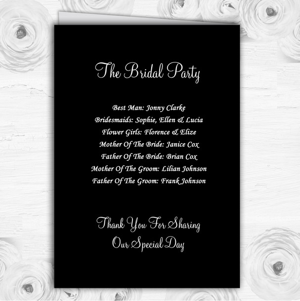 Black With White Doves Personalised Wedding Double Sided Cover Order Of Service