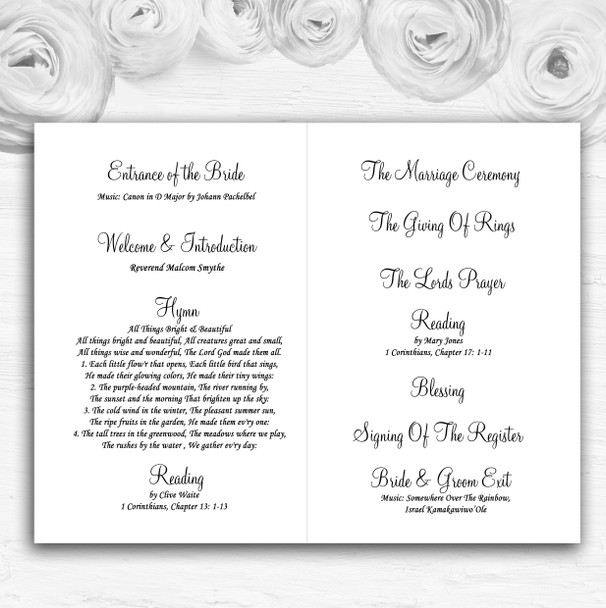 Pale Lemon Yellow Rose Personalised Wedding Double Sided Cover Order Of Service
