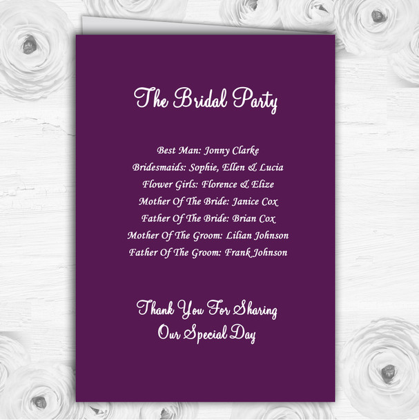 Purple Hearts Romantic Personalised Wedding Double Sided Cover Order Of Service