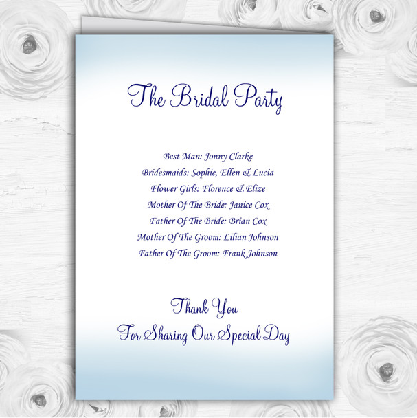 White Blue Lily Flower Personalised Wedding Double Sided Cover Order Of Service