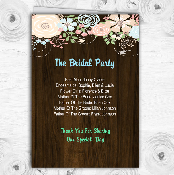 Shabby Chic Pastel And Wood Personalised Wedding Double Cover Order Of Service