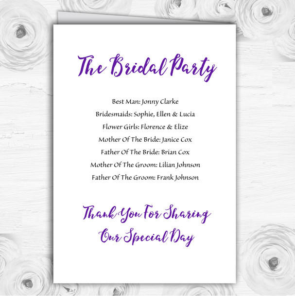 Cadbury Purple Watercolour Florals Wedding Double Sided Cover Order Of Service