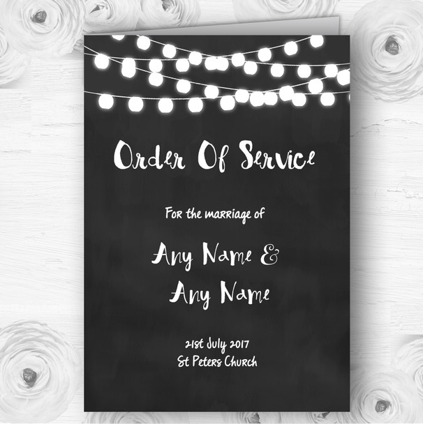 Chalk Style and Lights Watercolour Wedding Double Sided Cover Order Of Service
