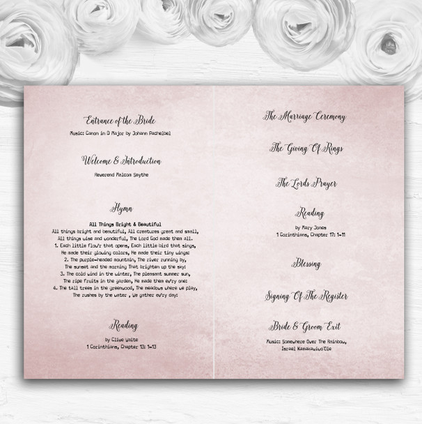 Vintage Damask Initials Blush Pink Wedding Double Sided Cover Order Of Service