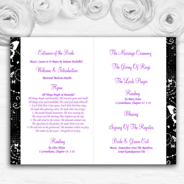 Black White Butterfly Personalised Wedding Double Sided Cover Order Of Service