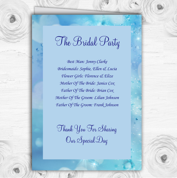 Pale Blue Love Hearts Personalised Wedding Double Sided Cover Order Of Service