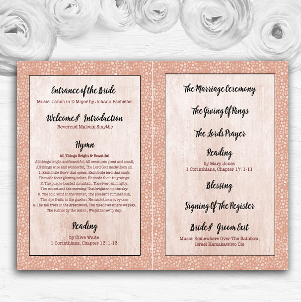 Coral Blush & Deep Red Watercolour Rose Wedding Double Cover Order Of Service