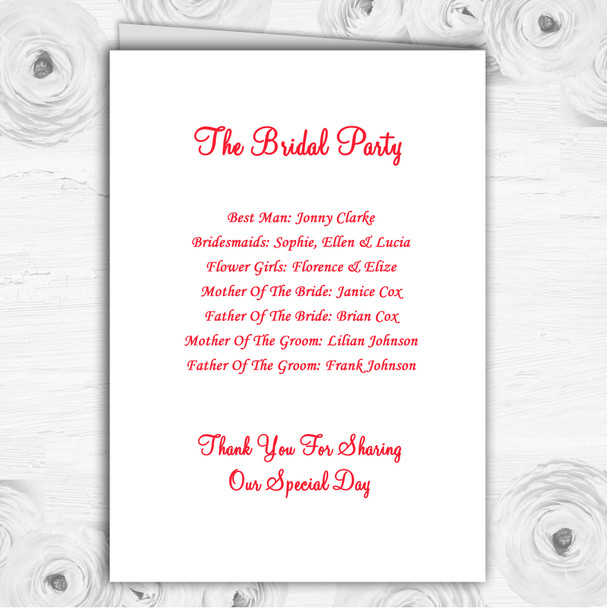 Orange Red And Pink Hearts Personalised Wedding Double Cover Order Of Service