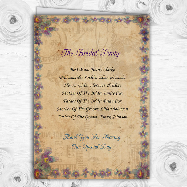Shabby Chic Vintage Postcard Rustic Blue Stamp Wedding Cover Order Of Service