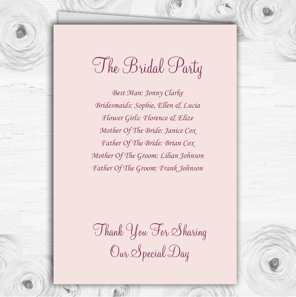 Absolutely Beautiful Pink Flowers Wedding Double Sided Cover Order Of Service