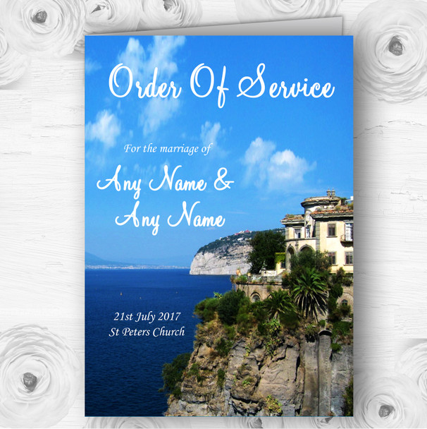 Jetting Off Abroad Sorrento Italy Wedding Double Sided Cover Order Of Service