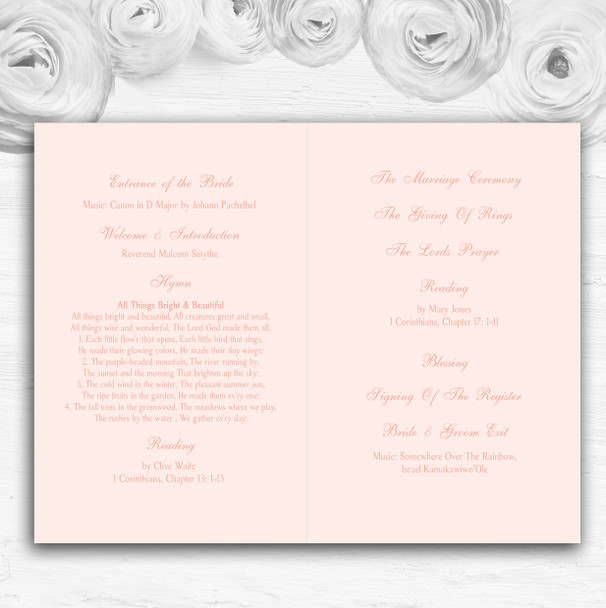 Pretty Pale Coral Floral Diamante Wedding Double Sided Cover Order Of Service