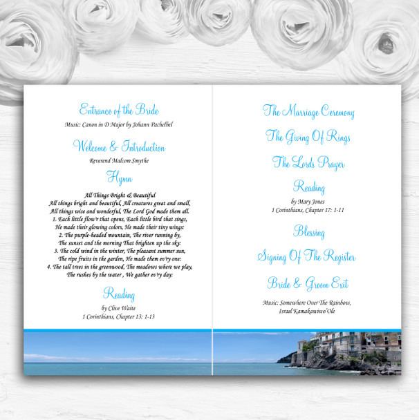 Romantic Amalfi Coast Italy Heart Wedding Double Sided Cover Order Of Service