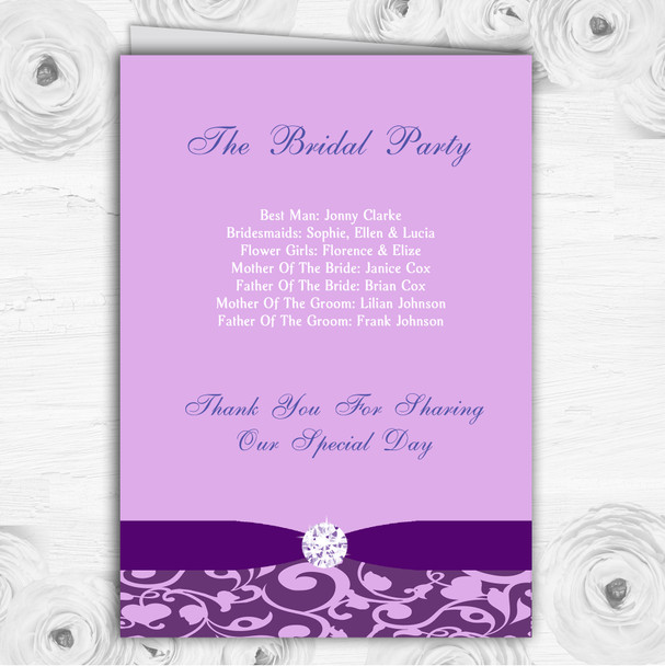Cadbury Purple Vintage Floral Damask Diamante Wedding Cover Order Of Service