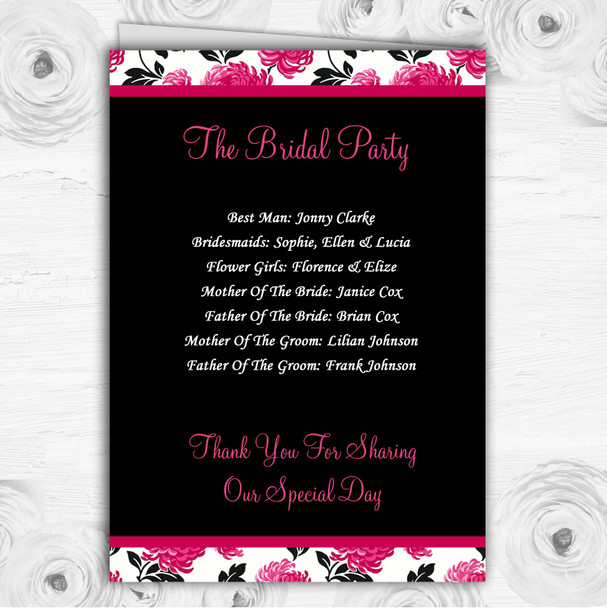 Beautiful Pink Black And White Floral Vintage Wedding Cover Order Of Service