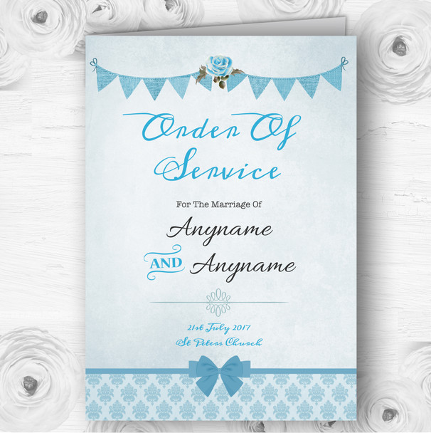 Vintage Rustic Style Bunting Powder Baby Blue Wedding Cover Order Of Service