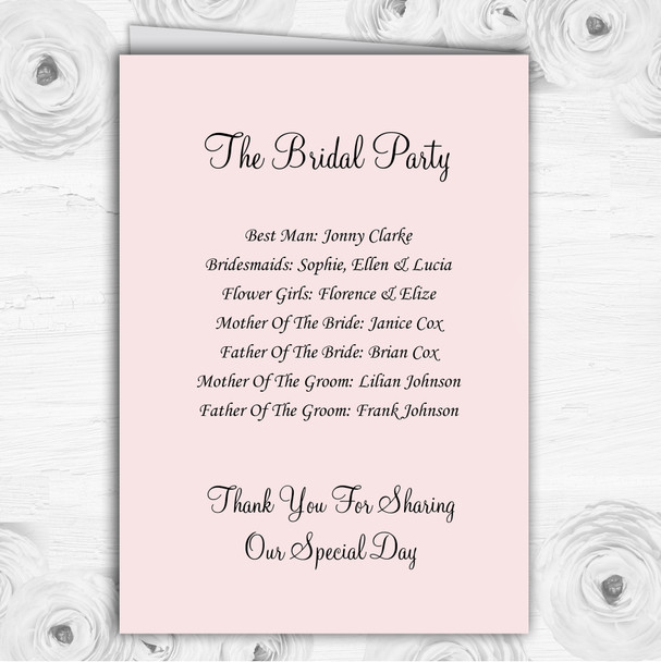 Beautiful Soft Pink Pastel Roses Wedding Double Sided Cover Order Of Service