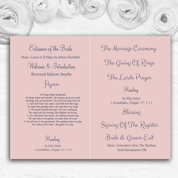 Dusty Coral Pink And Blue Floral Wedding Double Sided Cover Order Of Service
