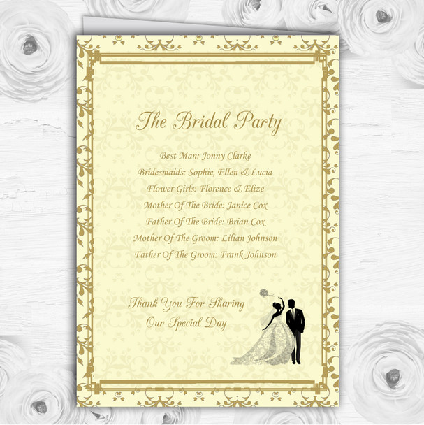 Gold Yellow Classic Personalised Wedding Double Sided Cover Order Of Service