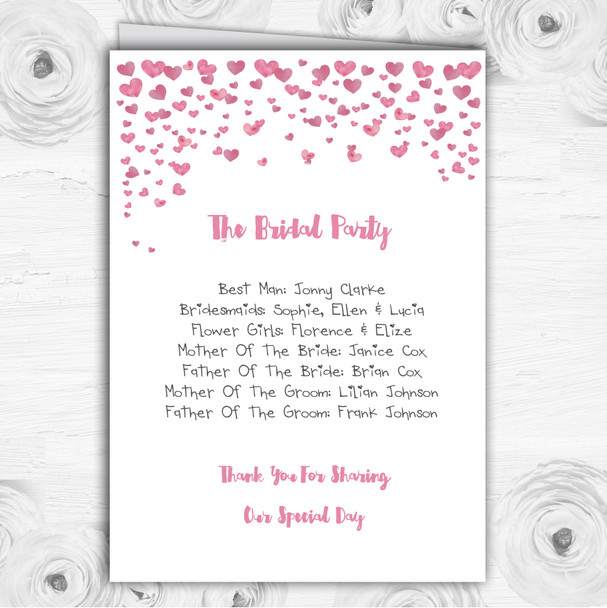 Pink Heart Confetti Personalised Wedding Double Sided Cover Order Of Service