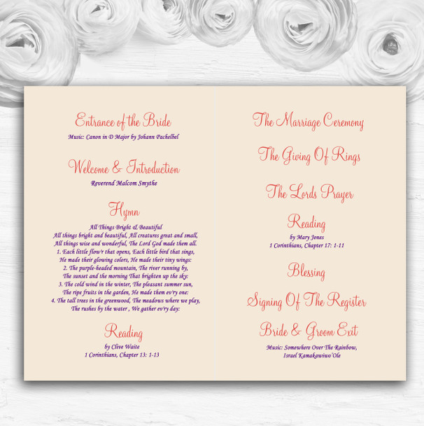 Purple Cream Pretty Personalised Wedding Double Sided Cover Order Of Service