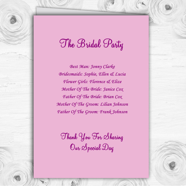 Purple Pink Flowers Personalised Wedding Double Sided Cover Order Of Service