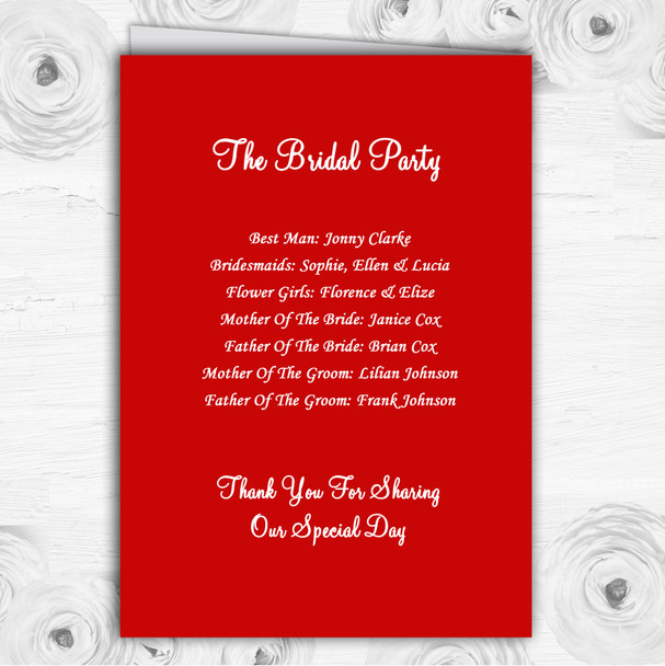 Red And White Roses Personalised Wedding Double Sided Cover Order Of Service